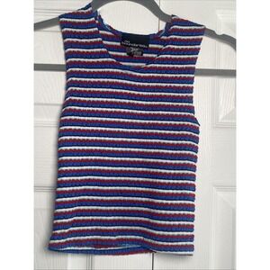 No Boundaries Y2K Large 90's Paper Tag Blue Striped Stretch Top